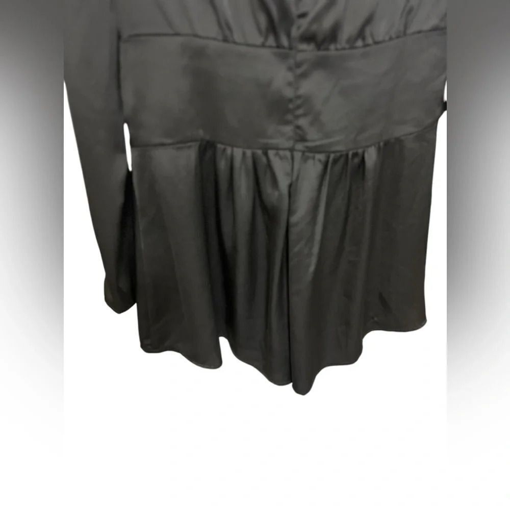 Astr Black Romper silky feeling medium v neck bow Anthropologie - Picture 5 of 16